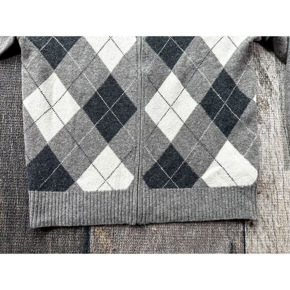 J Crew Mens Large Brownish Grey Lambs Wool Plaid Full Zip Sweater Jacket - Picture 3 of 9